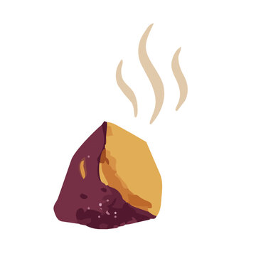 Printmaking Style Sweet Potato and Roasted Sweet Potato Vector Illustration for Autumn Food Design／版画風のさつまいも・焼き芋・秋の食材モチーフのベクターイラスト