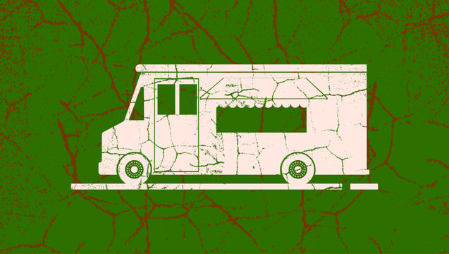 street food truck, color vector illustration