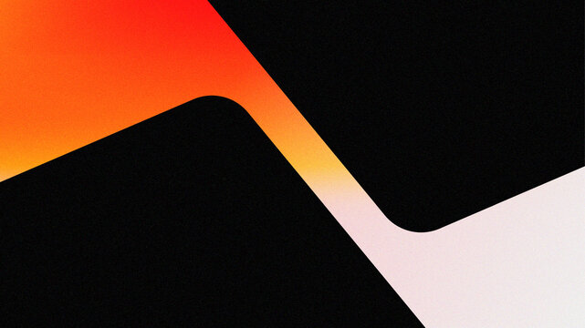 Modern illustration background with black rounded rectangle and orange gradient mesh background color. Noisy and grainy textured background. Modern, minimalist, technology, minimalist background.