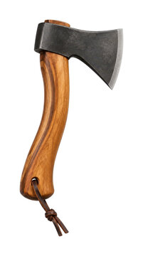 PNG Handcrafted wood-handled axe with dark steel blade isolated