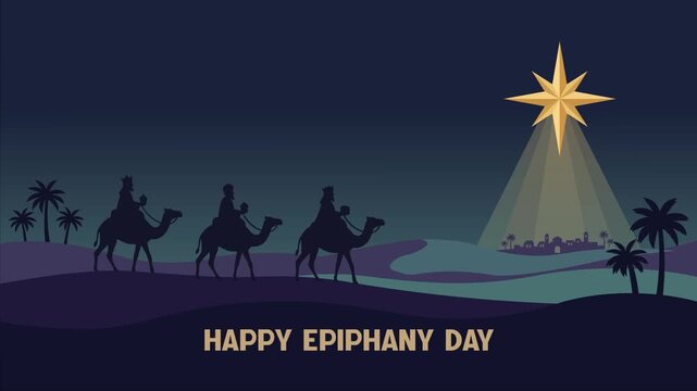 Animated Epiphany Day Nativity Star and Three Wise Men