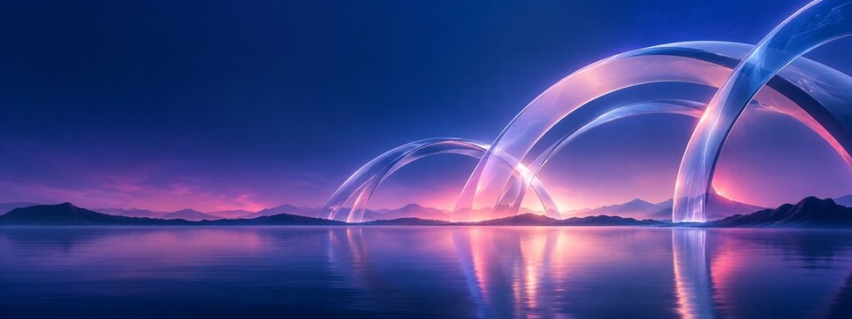 New creative AI horizon with sweeping luminous structures