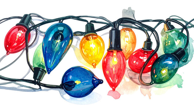 christmas lights isolated on transparent background