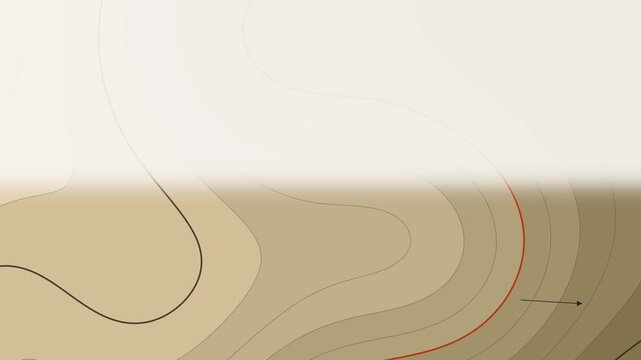 Seamless 4K looping contour animation: heat field gradient contours. Clean vector isolines drifting over a light background in yellow and gold, built as a calm topographic pattern for titles and lower