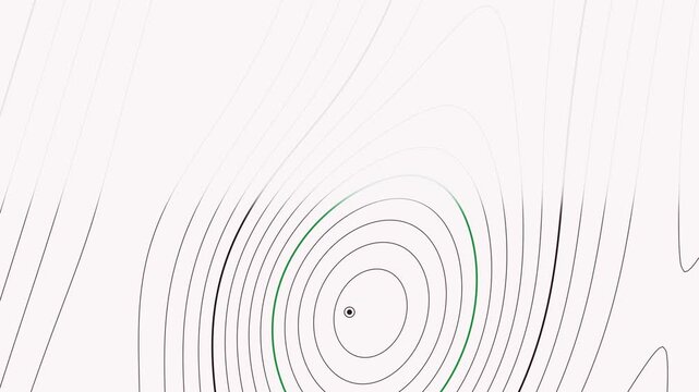 Seamless 4K looping contour animation: heat field isotherms animated. Clean vector isolines drifting over a light background in green and olive, built as a calm topographic pattern for titles and lowe