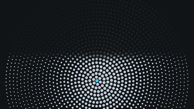 Seamless 4K looping contour animation: dot field around peak. Clean vector isolines drifting over a dark background in blue and indigo, built as a calm topographic pattern for titles and lower thirds.