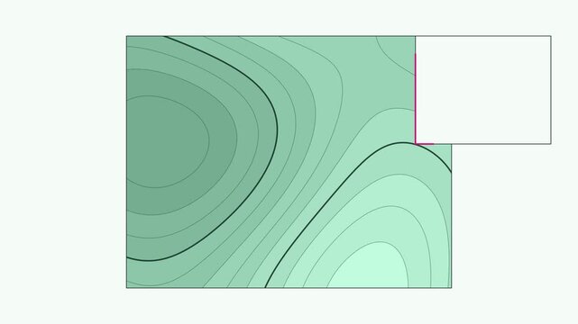 Seamless 4K looping contour animation: contour overlay corner panel. Clean vector isolines drifting over a light background in green and olive, built as a calm topographic pattern for titles and lower