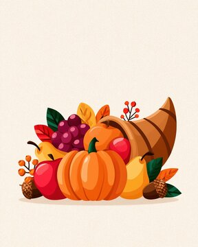 Autumn Harvest Celebration with Pumpkin and Fruits