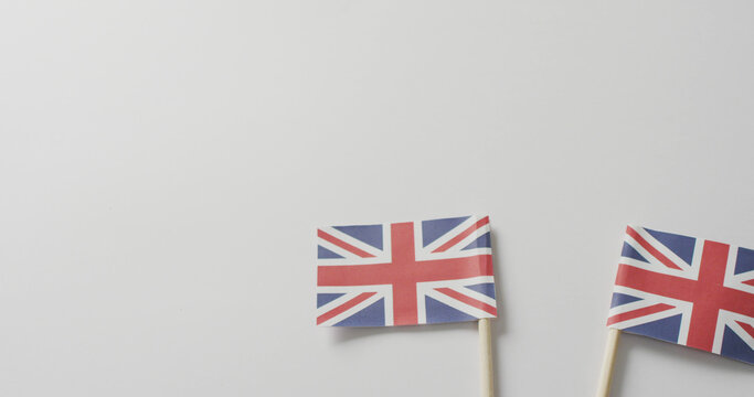 Image of flags of great britain lying on white background
