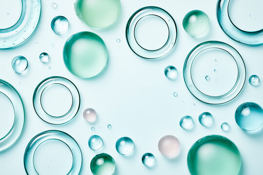 Abstract Translucent Jelly Shapes on Cool Blue Beauty Background