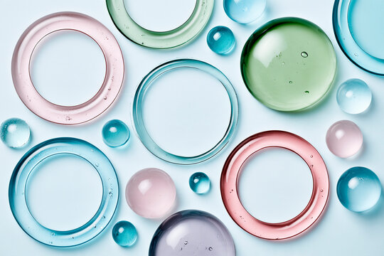 Abstract Translucent Jelly Shapes on Cool Blue Beauty Background