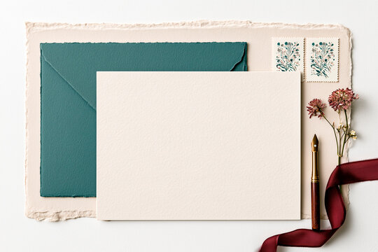 Elegant Handwritten Letter Stationery Flat Lay with Vintage Paper