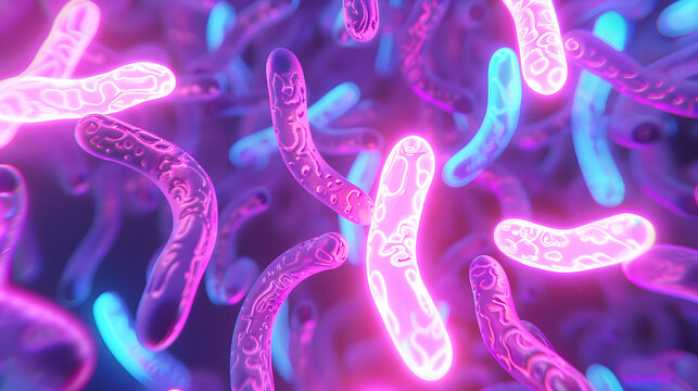 Glowing 3D meiosis illustration showing cell division, genetic variation, and chromosome formation.