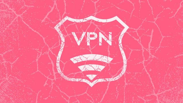 VPN on shield, color vector illustration