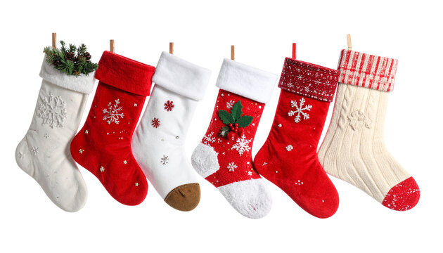 Christmas stockings isolated on transparent background, PNG