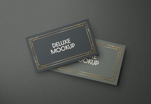 Overlapping Business Card Mockup For Branding And Advertising Design