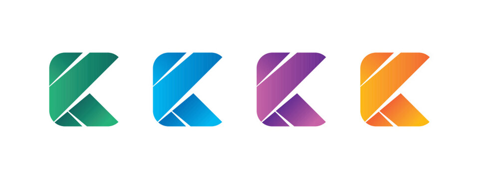 K logo geometric letter gradient vector illustration