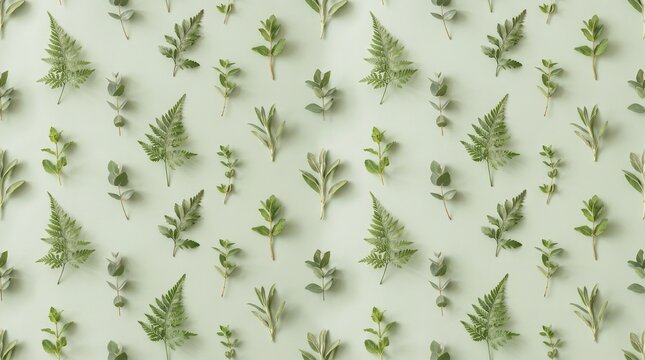 Minimal green botanical background with delicate leaves and soft natural shadows. Organic nature inspired backdrop for wellness, skincare and eco friendly design.