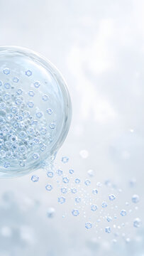 a molecular translucent depot droplet slowly releasing small protein molecules