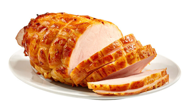 a baked ham isolated on transparent background.