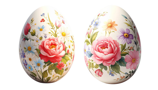 Collage of Easter eggs isolated on transparent background