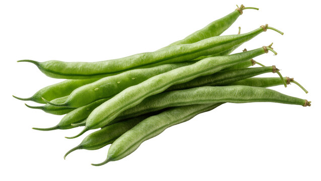 Fresh raw green beans pile with smooth texture and pointed ends