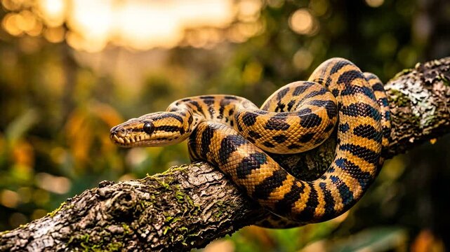 bismarck ringed python close up at sunset light in bismarck archipelago papua new guinea video