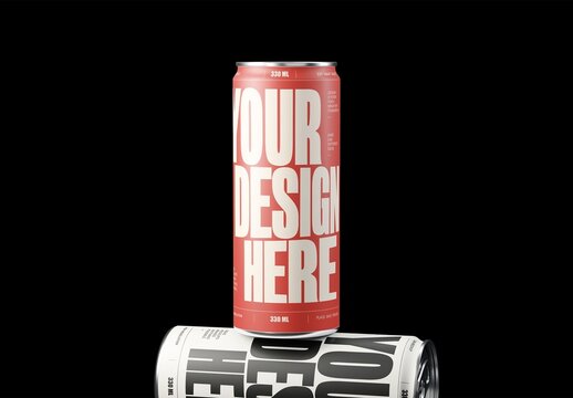 Balanced Duo Slim Drink Can Mockup For Branding And Packaging Design