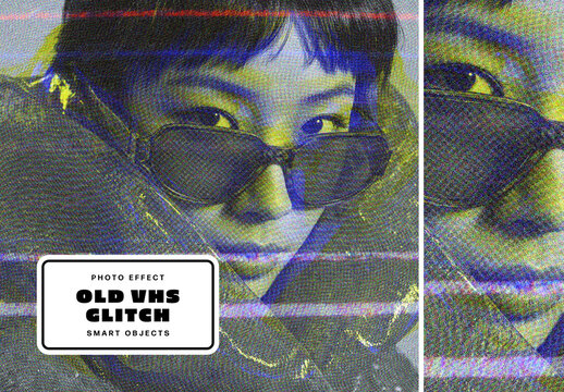 Old VHS Glitch Photo Effect For Poster And Social Media Design