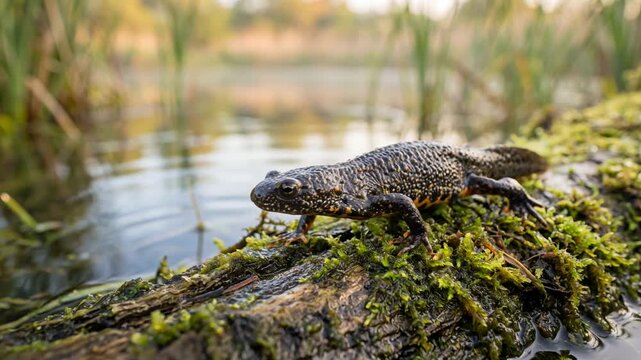 newt close up at morning light in great smoky mountains tennessee usa video
