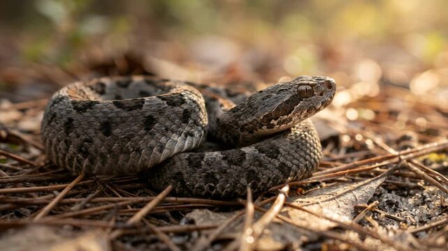 pygmy rattlesnake close up at morning light in florida scrub habitat video