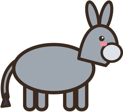 Gray donkey flat vector icon