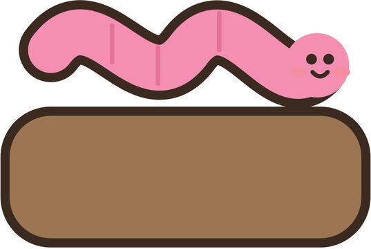 Smiling earthworm in soil flat vector icon
