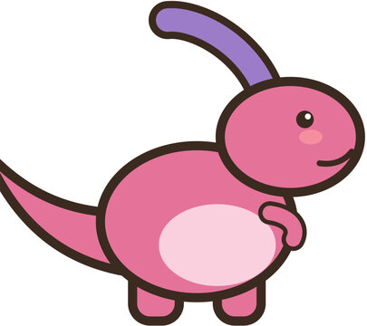 Pink parasaurolophus with crest flat vector icon