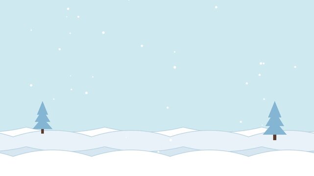 Paper cut snowy hills with layered depth and copy space. 2D animation.