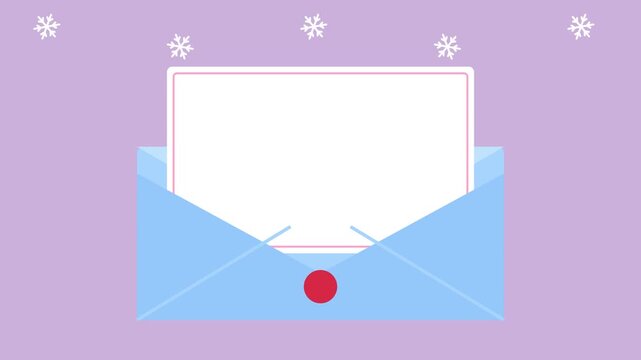 Envelope with a blank letter card rising out. 2D animation.