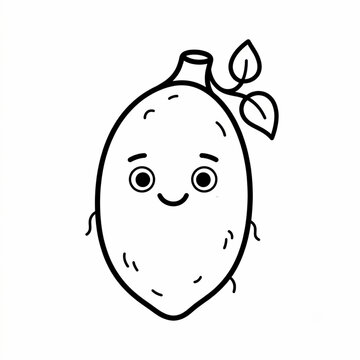 Kawaii Sweet Potato Coloring Page Outline