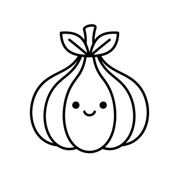 Cute Kawaii Garlic Coloring Page Outline