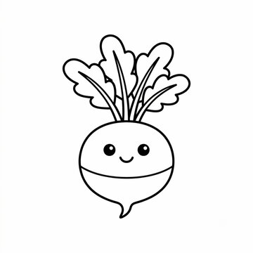 Cute Kawaii Turnip Coloring Page Outline