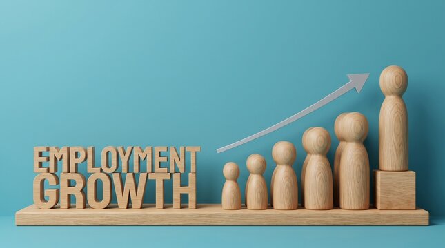 Employment growth illustrated with rising figurines