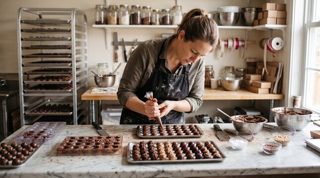 Artisan Chocolatier Crafting Sweet Treats