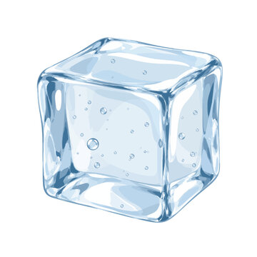 Blue Ice Cube Collection in Flat Vector Illustration Style Isolated on White Background