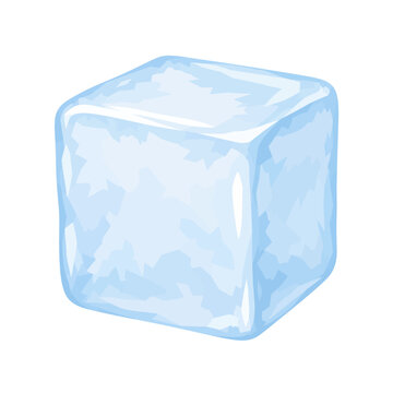 Blue Ice Cube Collection in Flat Vector Illustration Style Isolated on White Background