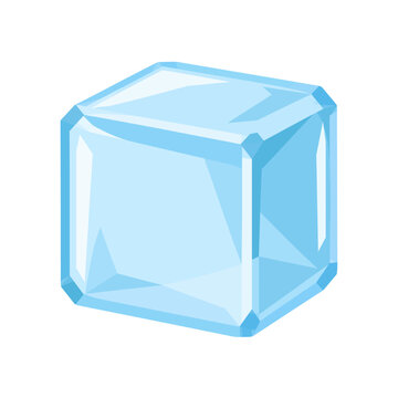 Blue Ice Cube Collection in Flat Vector Illustration Style Isolated on White Background