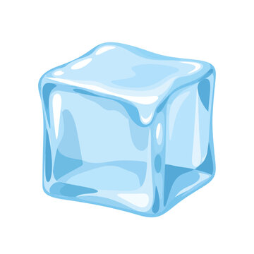 Blue Ice Cube Collection in Flat Vector Illustration Style Isolated on White Background
