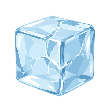 Blue Ice Cube Collection in Flat Vector Illustration Style Isolated on White Background
