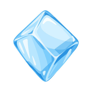 Blue Ice Cube Collection in Flat Vector Illustration Style Isolated on White Background