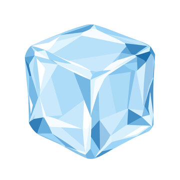 Blue Ice Cube Collection in Flat Vector Illustration Style Isolated on White Background