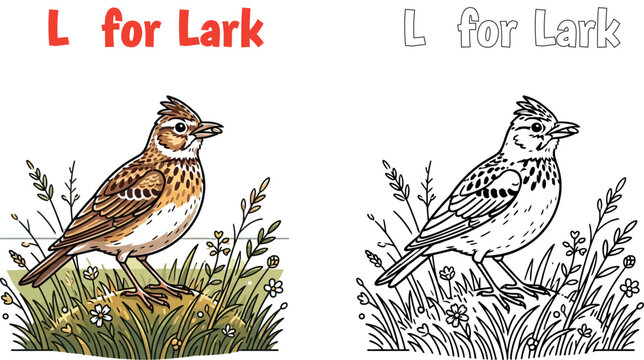 Lark Vector Illustration for Alphabet Education - L is for Lark