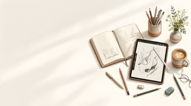 Modern Workspace Desk Setup and Lifestyle Mockup Mock Up